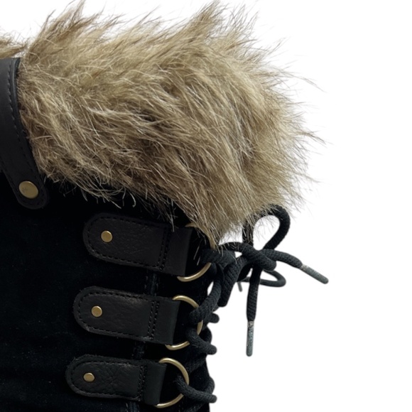SOREL Joan of Arctic tall black suede faux fur lace up winter snow boots 8 - Picture 8 of 15